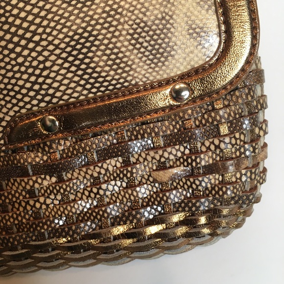 Tod’s Handbag Woven Leather Bronze Beige Small EUC - Picture 6 of 13